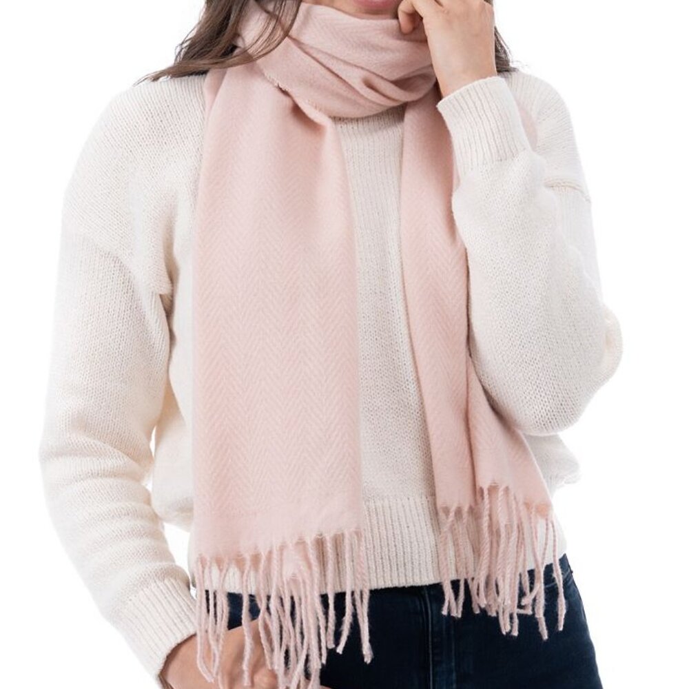 Style & Co. Pink Textured Winter Scarf with Fringe Trim - NWT
